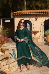 D1-A | 3Pc Unstitched Suit Embroidered Lawn Luxe Chikankaari'25 Noor By Sadia Asad