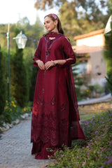 D6-A | 3Pc Unstitched Suit Embroidered Lawn Luxe Chikankaari'25 Noor By Sadia Asad