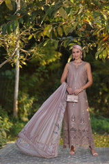 D6-B | 3Pc Unstitched Suit Embroidered Lawn Luxe Chikankaari'25 Noor By Sadia Asad