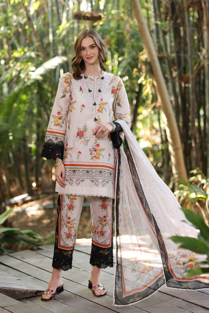 Unstitched 3-PC Eid Luxe PrintedKari By Saadia Asad | D1-A