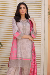 SHW4-04 | 3Pc Unstitched Suit Embroidered Fall Winter Linen Shawl Sheen By Charizma