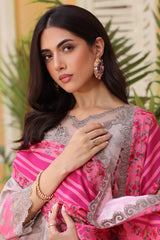 SHW4-04 | 3Pc Unstitched Suit Embroidered Fall Winter Linen Shawl Sheen By Charizma