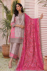 SHW4-04 | 3Pc Unstitched Suit Embroidered Fall Winter Linen Shawl Sheen By Charizma