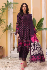 SHW4-01 | 3Pc Unstitched Suit Embroidered Fall Winter Linen Shawl Sheen By Charizma