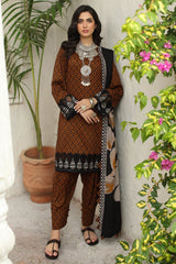CVW4-07 | 3Pc Unstitched Suit Winter Embroidered Linen Shawl Virsa By Charizma