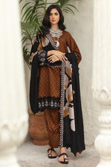 CVW4-07 | 3Pc Unstitched Suit Winter Embroidered Linen Shawl Virsa By Charizma