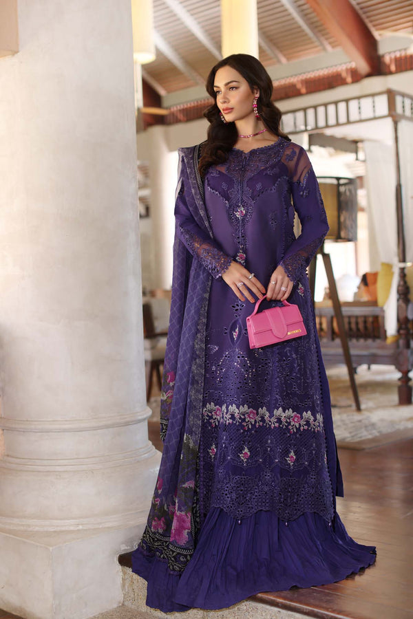 Unstitched 3-PC Lawn Eid Luxury Handwork Laserkari Noor By Saadia Asad D4-B