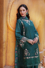 Unstitched 3-PC Lawn Eid Luxury Handwork Laserkari Noor By Saadia Asad D10-A