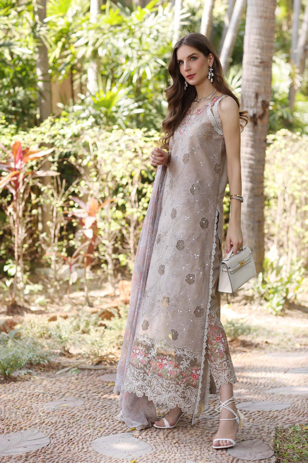 Unstitched 3-PC Lawn Eid Luxury Handwork Laserkari Noor By Saadia Asad D8-B