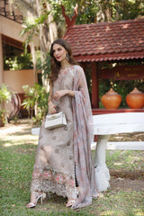 Unstitched 3-PC Lawn Eid Luxury Handwork Laserkari Noor By Saadia Asad D8-B