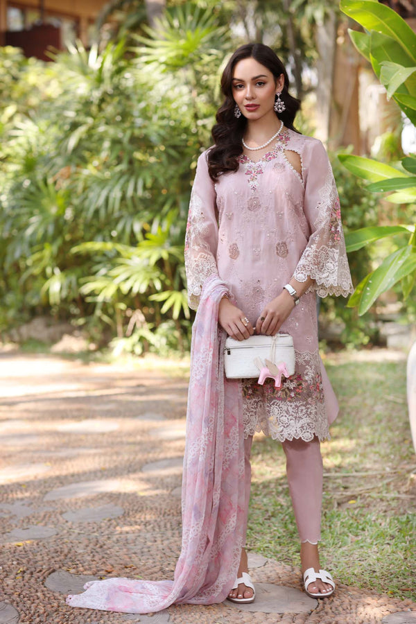 Unstitched 3-PC Lawn Eid Luxury Handwork Laserkari Noor By Saadia Asad D8-A