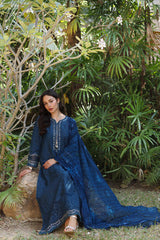 Unstitched 3-PC Lawn Eid Luxury Handwork Laserkari Noor By Saadia Asad D7-B