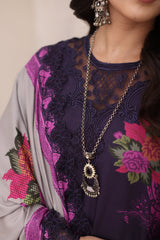 CVW4-03 | 3Pc Unstitched Suit Winter Embroidered Linen Shawl Virsa By Charizma