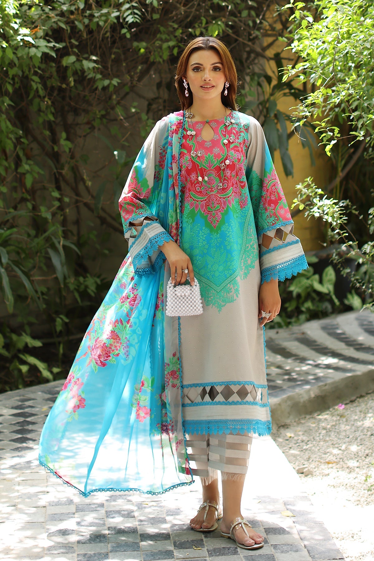 CP5-02 | 3Pc Unstitched Suit Printed Lawn Collection Vol-01 C-Print By Charizma