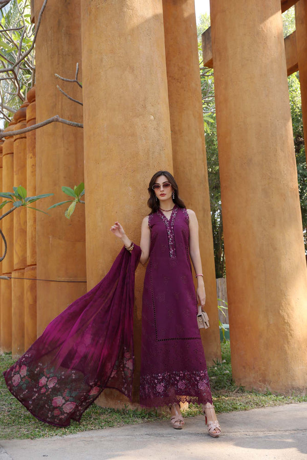 Unstitched 3-PC Lawn Eid Luxury Handwork Laserkari Noor By Saadia Asad D2-A