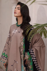 CVW4-02 | 3Pc Unstitched Suit Winter Embroidered Linen Shawl Virsa By Charizma