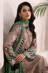 CVW4-02 | 3Pc Unstitched Suit Winter Embroidered Linen Shawl Virsa By Charizma