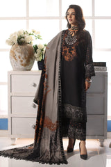 CVW4-01 | 3Pc Unstitched Suit Winter Embroidered Linen Shawl Virsa By Charizma