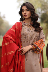 SPW4-07 | 3Pc Unstitched Suit Winter Printed Linen Signature Print By Charizma