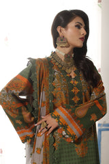 CVW4-08 | 3Pc Unstitched Suit Winter Embroidered Linen Shawl Virsa By Charizma