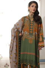CVW4-08 | 3Pc Unstitched Suit Winter Embroidered Linen Shawl Virsa By Charizma