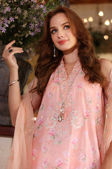 D 1  | 3PC Unstitched Lawn Suit Eid Luxe Printkari Noor By Saadia Asad