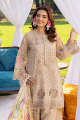 MCC 411 | 3PC Unstitched Suit Chikankari Embroidery Plain Lawn By Muscari