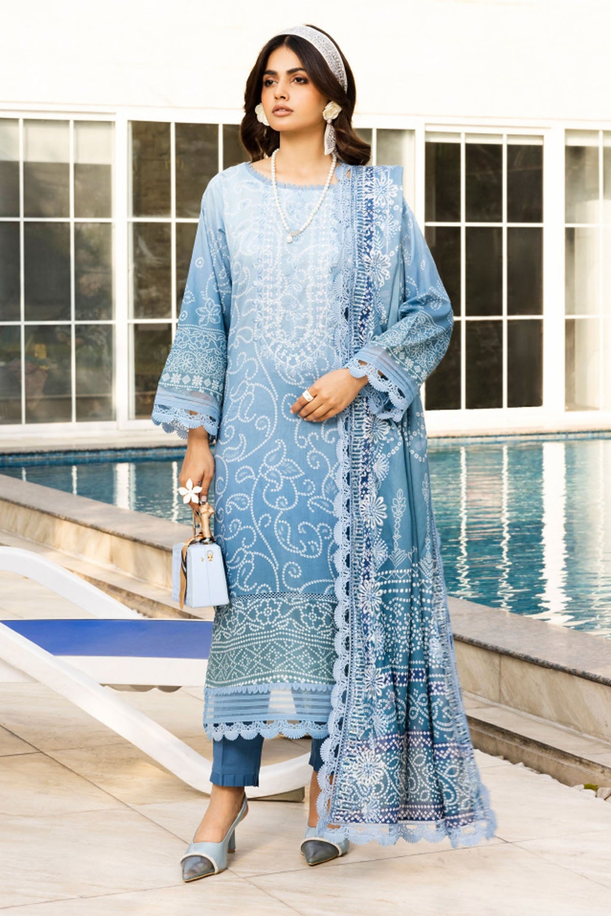 Unstitched 3-PC Emb Lawn Aafreen Chunri By Riaz Arts | AF-197