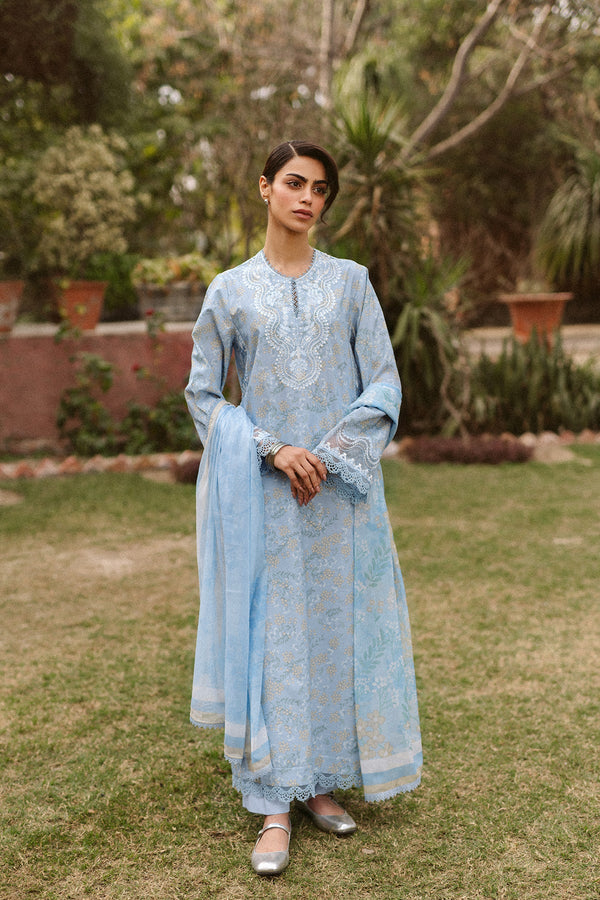 3-PC Unstitched Embroidered Digital Printed Lawn Ayzel by Afrozeh | Vezia