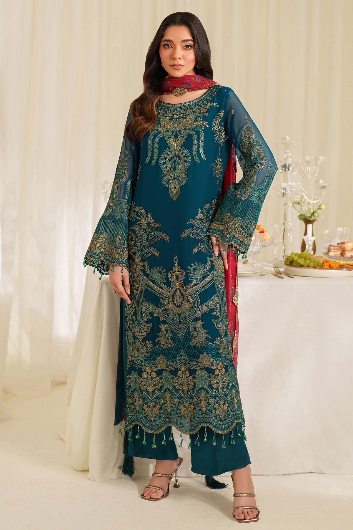 3-PC Usntitched Embroidered Chiffon Noore By Imrozia Serene | LYRA