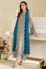 3-PC Usntitched Embroidered Chiffon Noore By Imrozia Serene | AMERIА