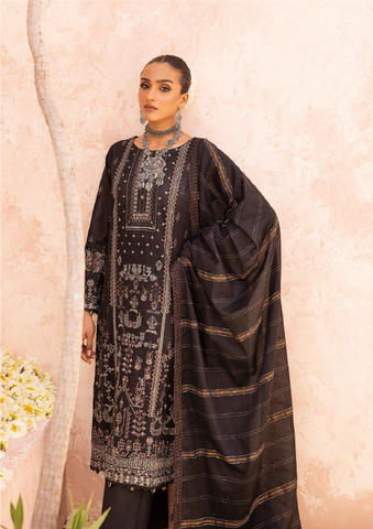 547 | 3PC Unstitched Lawn Embroidered Collection Luxury By Shaista