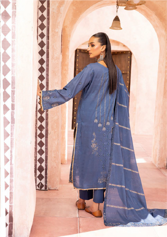 553 | 3PC Unstitched Lawn Embroidered Collection Luxury By Shaista