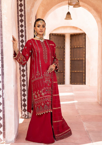 552 | 3PC Unstitched Lawn Embroidered Collection Luxury By Shaista