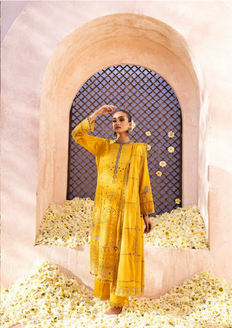 548 | 3PC Unstitched Lawn Embroidered Collection Luxury By Shaista