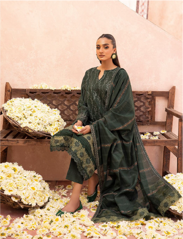 550 | 3PC Unstitched Lawn Embroidered Collection Luxury By Shaista