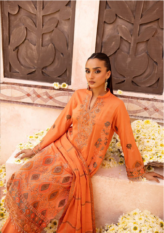 549 | 3PC Unstitched Lawn Embroidered Collection Luxury By Shaista