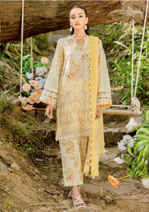 MELC 729 | 3PC Unstitched Lawn Digital Print Chickenkari Luxury By Muscari