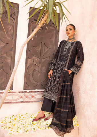 547 | 3PC Unstitched Lawn Embroidered Collection Luxury By Shaista