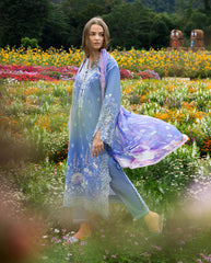 3-PC Unstitched Chikan Embroidered Lawn Hemline By Mushq | Azure Bloom