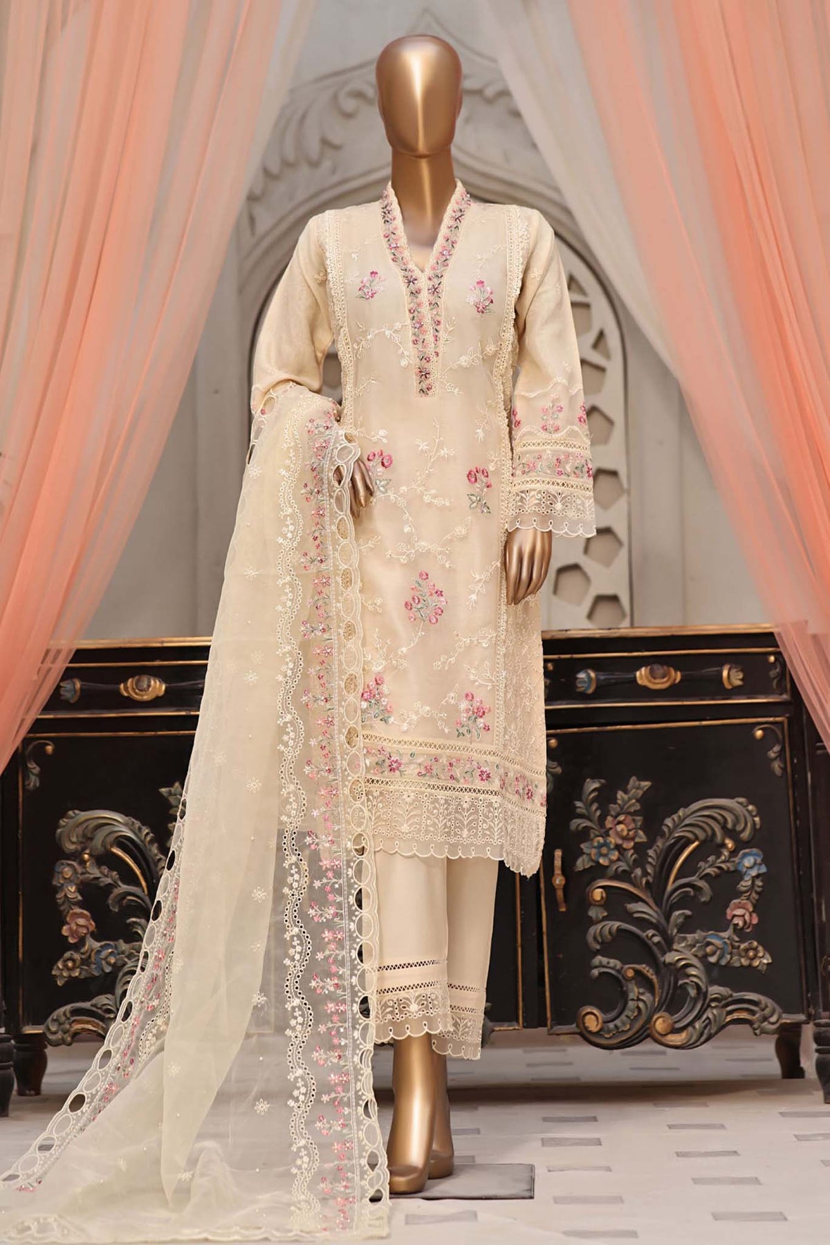 Cream - 3PC - Mahpara Festive Formals Stitched - Vol-03 by Sadabahar