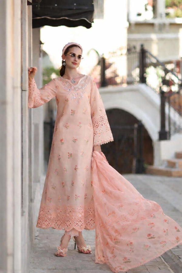 3-PC Unstitched Embroidered Lawn Noor By Saadia Asad | D8 - B