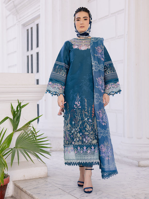 3-PC Unstitched Printed Lawn Suit By Parishay | BLOOM-08