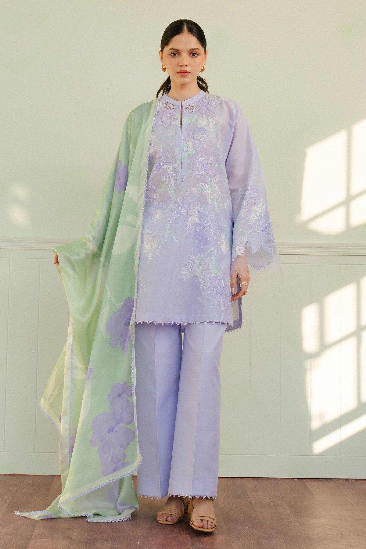 Bloom-1A | 3Pc Unstitched Suit Embroidered Lawn 25 Coco By Zarashahjahan
