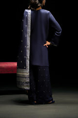 Obsidian Blue | 3Pc Stitched Suit Winter Pret Boutique By Casual Lite