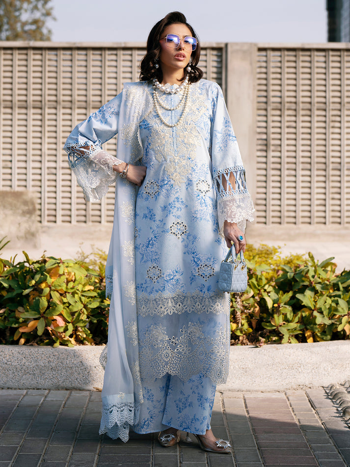 3-PC Unstitched Embroidered Chiffon Broadway By Mahnur | BW-001
