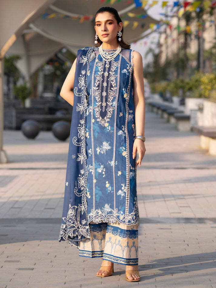 3-PC Unstitched Embroidered Chiffon Broadway By Mahnur | BW-003