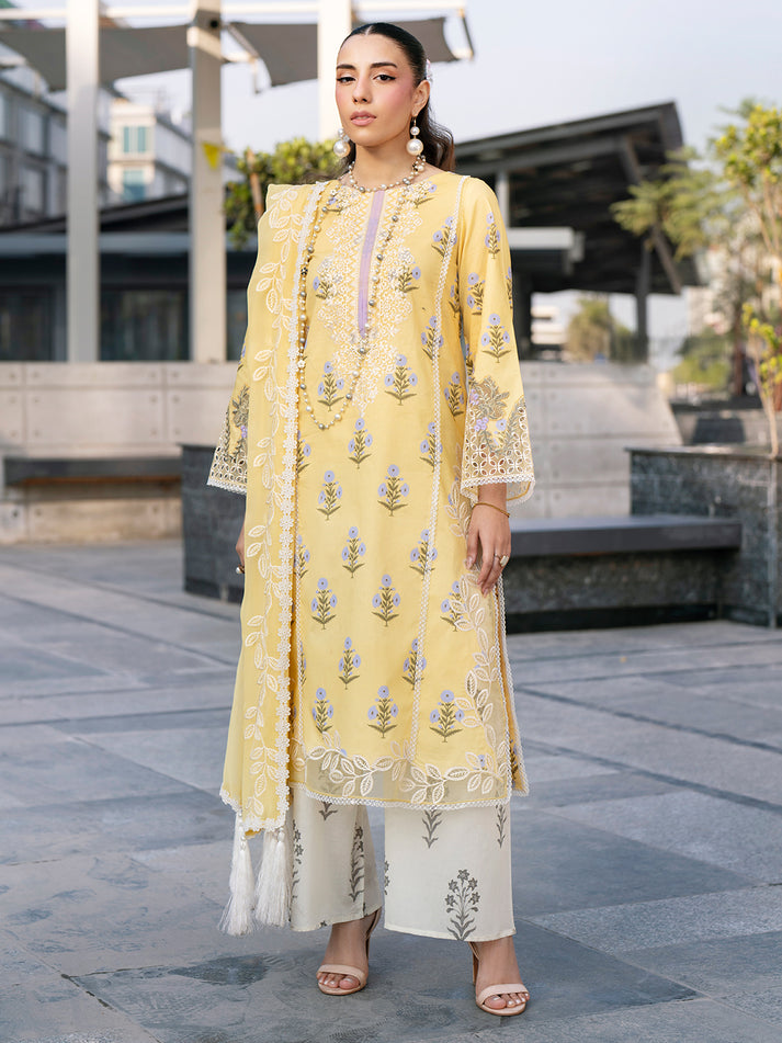 3-PC Unstitched Embroidered Chiffon Broadway By Mahnur | BW-006