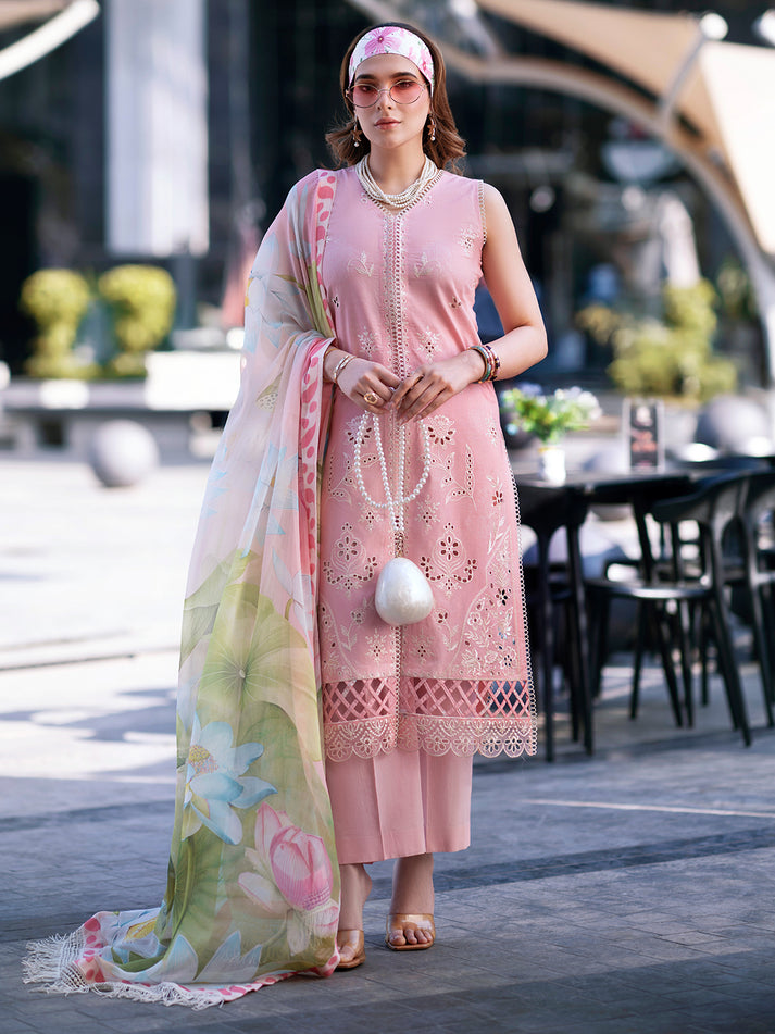 3-PC Unstitched Embroidered Chiffon Broadway By Mahnur | BW-008