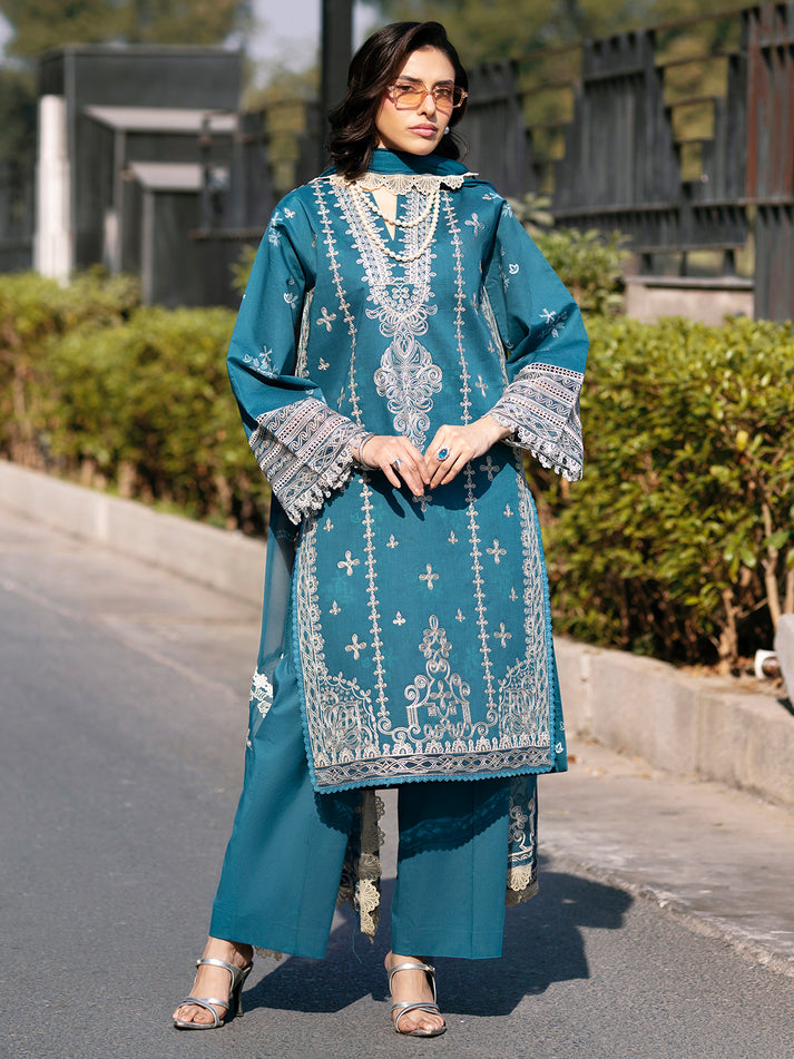 3-PC Unstitched Embroidered Chiffon Broadway By Mahnur | BW-010
